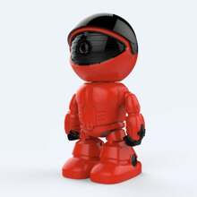 Red Robot Shaped Wireless Wifi Indoor 360-Degree Camera With Remote Control And High Definition, For Home Security Monitoring - Black - View 6