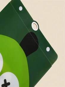 TRANBO 1pc Cartoon Cute Practical Large Capacity File Storage Bag With Eye-Shaped Ring Buckle For Exam Papers And Documents - Green - View 3