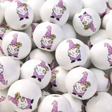 10pcs Easter Wood Beads Colorful Round Craft Bead Rabbits Egg Wood Bead For Spring Garland DIY Easter Holiday Family DIY Crafts - Multicolor - View 16