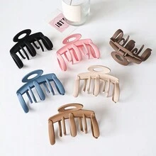 6pcs Women's Matte Hair Claw Clips Suitable For Daily Wear - Multicolor - View 1