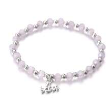 4pcs Personalized Love, Infinity, Letter & Handmade Round Disc Women Bracelets Set - Silver - View 5