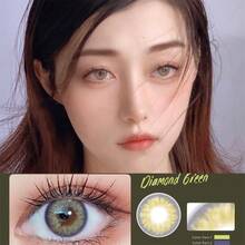 Morningcon Diamond Green Colored Contact Lenses For Eyes Natural Contact Lens Big Beauty Pupil Degrees Prescription Myopia - Green - View 2
