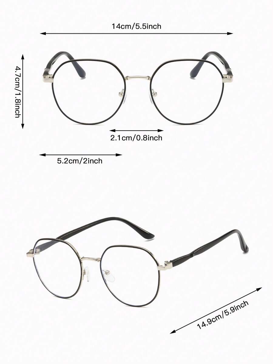 1pc/2pcs Round Metal Blue Light Blocking Glasses For Decoration And