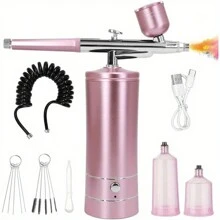 帶壓縮機的氣刷套裝,自動手持式0.3mm氣刷槍,可充電攜帶式氣刷,適用於繪畫、紋身、美甲、模型著色、化妝、烘培等。 - 粉色 - 查看 2