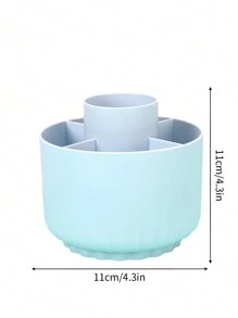 Rotating High Capacity Pen Holder & Desktop Storage Box For Junior High School Girls, Suitable For Student's Desk, Make Up Brush Storage Box Included - Baby Blue - View 2