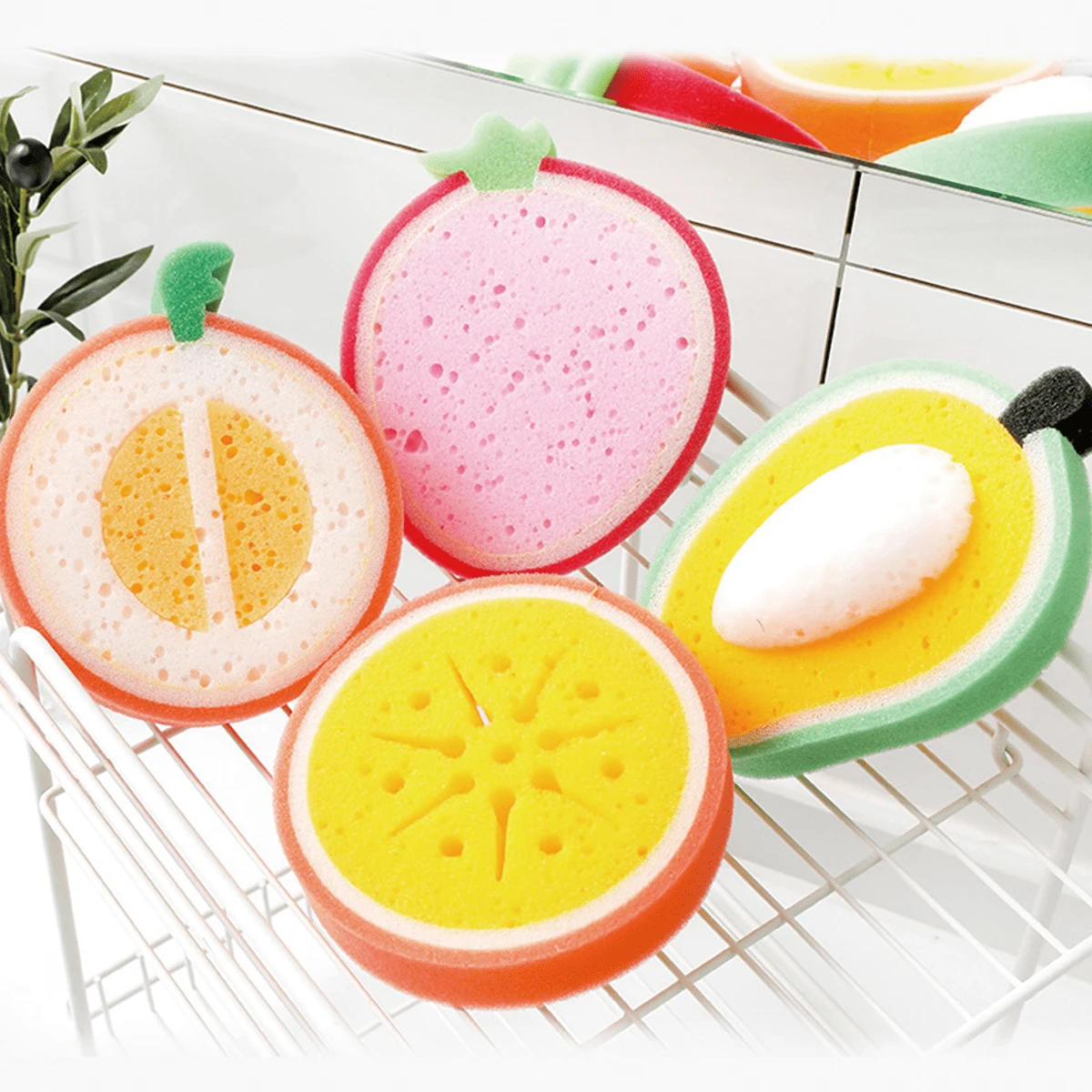 1pc Fruit Shaped Random Cleaning Sponge Suitable For Kitchen - Multicolor - View 1