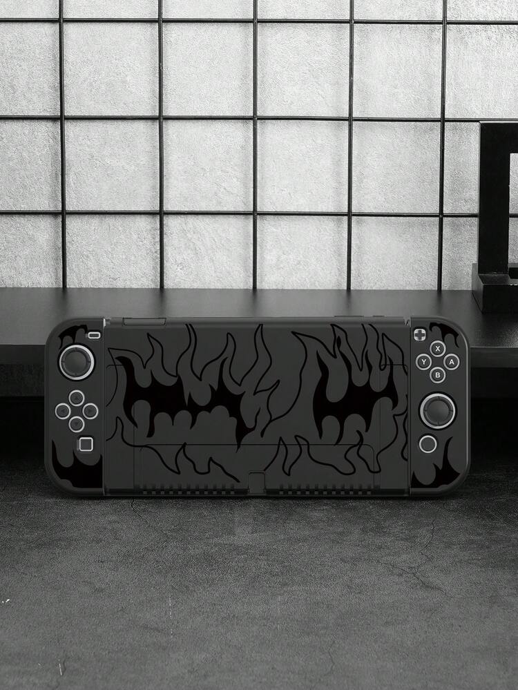 1pc Black Flame Pattern Tpu Protective Case Compatible With Switch/Oled/Lite - Multicolor - View 1