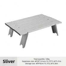 1 件銀色戶外超輕量便攜式迷你鋁桌露營桌帳篷桌子茶几 - 銀色 - 查看 3