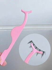 2pcs/Set False Eyelash Applicator And Stainless Steel Tweezer For Eyebrows, Eyelashes, Ingrown Hair, Beauty Tool - Pink - View 4