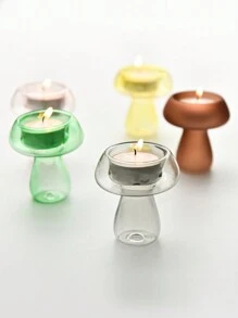 1 Máy Tính Nấm Kính Chân Nến Sáng Tạo Trong Suốt Đế Nến Chân Nến Trang Trí Nhà Phòng Khách Đồ Trang Trí - màu xanh lá - Xem 2