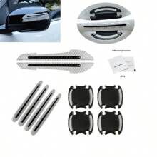 YuliSpy 10 Piezas/set Pegatinas Reflectantes Para Coche Que Incluyen Señal De Advertencia, Protección De Asa Y Película A Prueba De Arañazos - Blanco - Ver 1