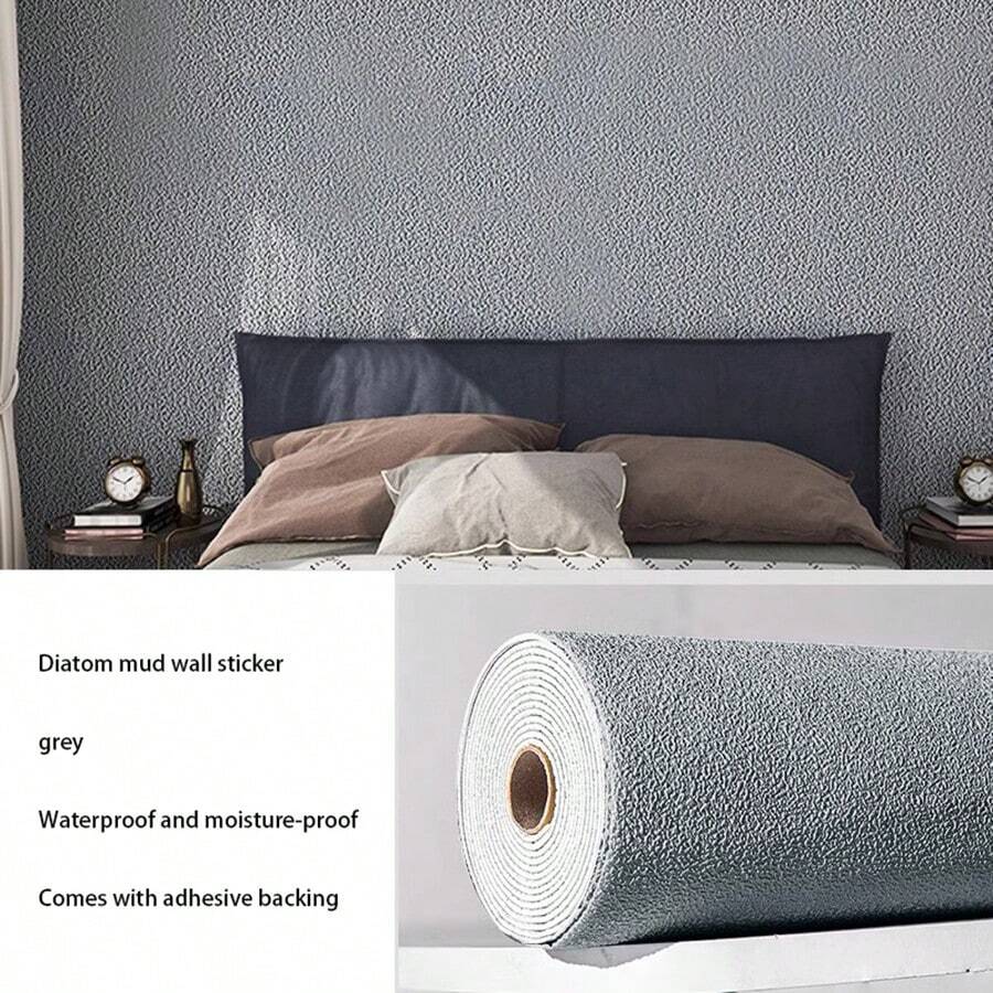 1000cm/rolle 3d Wohnzimmer Tapete, Faux Silica Gel Schlamm, Selbstklebend, Wasserdicht, Anti-kollision, Schlafzimmer Hintergrund, Matte Einfarbige Farbe, Heimdekoration