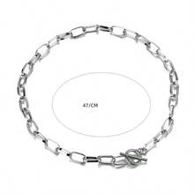 1pc Hip Hop Style Simple Clavicle Chain Necklace For Women - Silver - View 3
