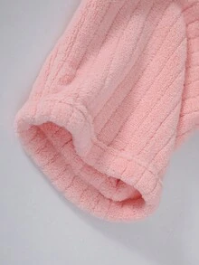 1件男女通用3d條紋連帽浴袍,柔軟吸水珊瑚絨材質,適用於浴室,臥室,游泳池,四季皆宜 - 珊瑚橙 - 查看 5