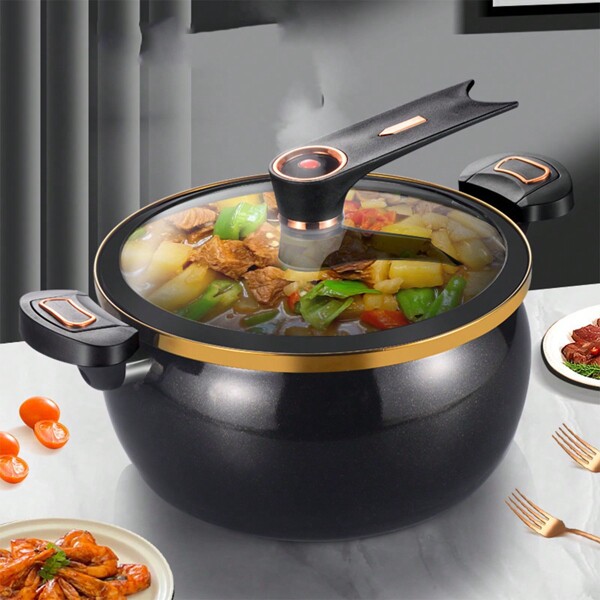 2pcs/Set Enamel Glass Pot With Pressure Cooker, Multifunctional Large Capacity Stew Pot For Home