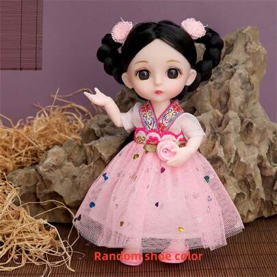 1pc 16cm Exquisite Doll, Decorative Gift, Movable Realistic Joint Puzzle Toy Doll Set, Chinese Style Doll, Cute Doll With Clothes And Shoes, New Year Gift, Model Gift, Toy (Some Accessories Sent Randomly), Room Decor