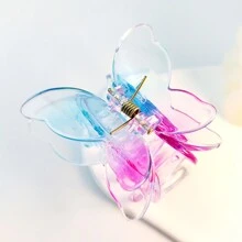 女孩用雙層蝴蝶式雙擊髮夾,厚實透明大爪髮夾,可愛髮飾,薄款和中款髮夾 - 彩色 - 查看 1