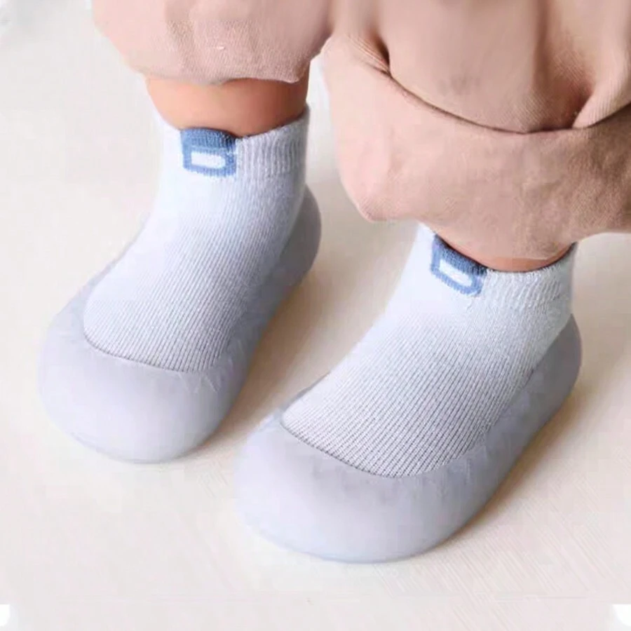 1對嬰兒/幼兒防滑柔軟鞋子襪,春/秋,男/女,室內/室外,矽膠底,透氣,運動鞋 - 薄荷藍 - 查看 1