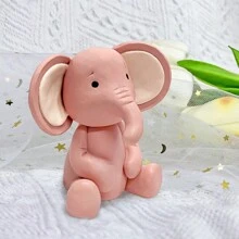 1入組軟質粉色大象蛋糕裝飾,動物蛋糕插件,適用於生日派對&主題派對(性別大揭密) - 藕粉色 - 查看 1