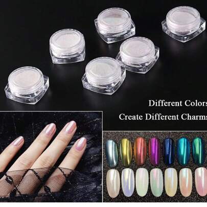Aurora Pearl White Nails Glitter Dust Y2 1Box Moonlight White Powder Pigment For Glazed Donut Nail Art, Moonlight Powder Mirror Effect Glitter