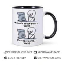 1pc Fun Software Engineer Mug, Coder Programmer It Gift Ceramic Coffee Cup, Home Office Unique Gift For Festival, 11oz - Multicolor - View 4