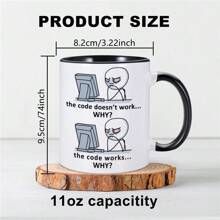 1pc Fun Software Engineer Mug, Coder Programmer It Gift Ceramic Coffee Cup, Home Office Unique Gift For Festival, 11oz - Multicolor - View 2