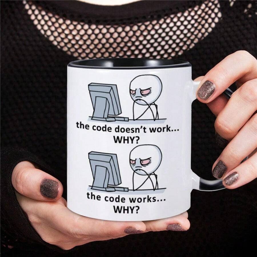 1pc Fun Software Engineer Mug, Coder Programmer It Gift Ceramic Coffee Cup, Home Office Unique Gift For Festival, 11oz - Multicolor - View 1