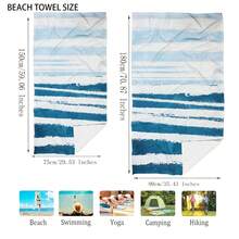 1片幾何圖案沙灘巾,更大的超細纖維沙灘巾,雙針鎖線技術,製造更漂亮,波西米亞風格,適用於夏季、沙灘、游泳池 - 彩色 - 查看 2