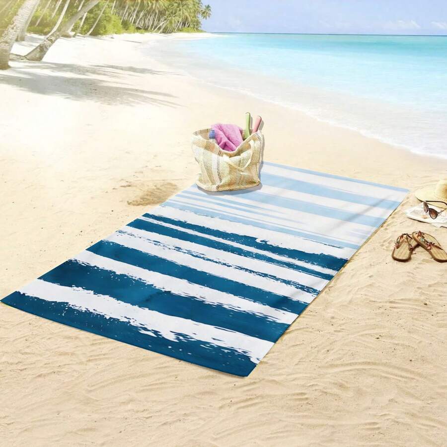 1片幾何圖案沙灘巾,更大的超細纖維沙灘巾,雙針鎖線技術,製造更漂亮,波西米亞風格,適用於夏季、沙灘、游泳池 - 彩色 - 查看 1