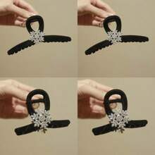 1入女士新款雪花髮卡，優雅高質感適用於日常使用，秋冬季節 - 黑色 - 查看 9