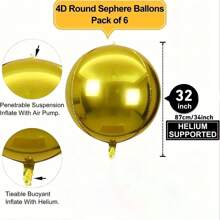 1 pezzo palloncino decorativo da 32 pollici con effetto specchio dorato 4D, adatto per feste ed eventi, galleggia riempito di elio, perfetto come regalo per Ognissanti, Ringraziamento e Natale - Dorato - Visualizzare 4