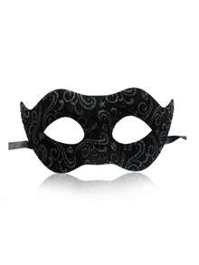 Composite Pvc Powder Sprinkled Masquerade Half-Face Mask For Halloween, Ghost Festival, Christmas Party - Grey - View 2