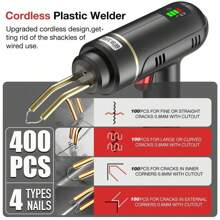 Cordless Plastic Welding Gun, Portable Usb Charging Plastic Welding Kit Hot Stapler, 400 Staples Welding Machine, Plastic Car Bumper Repair Kit - Black - View 3