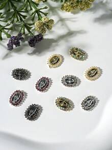 Beautizon Nailartlab 5件套圣母玛利亚美甲装饰品，复古3D圣犹达美甲吊坠，合金圣母玛利亚美甲饰品，水钻美甲DIY配件 - 金色 - 查看 5