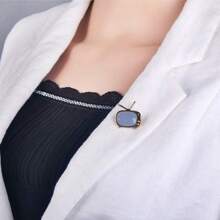 1 件经典复古电视形状胸针金色珐琅胸针父母礼物领针配饰 - 金色 - 查看 3