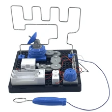 電路迷宮機器diy電子電路積木套件兒童創意教育玩具,帶steam教育概念,包含多種科技工程園藝數學知識,培養兒童動手能力,多重電路變化,動手齒輪組裝和電能轉換,最好的拼圖玩具,適合生日禮物,聖誕禮物 - 藍白色 - 查看 3