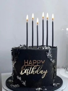 6 件细长生日周年纪念节日派对蛋糕装饰蜡烛返校情人节 - 黑色 - 查看 3