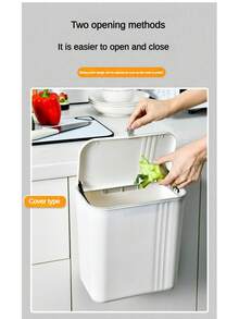 1個大容量防水掛牆式垃圾桶,家庭可用,最適合浴室和廚房 - 白色 - 查看 5