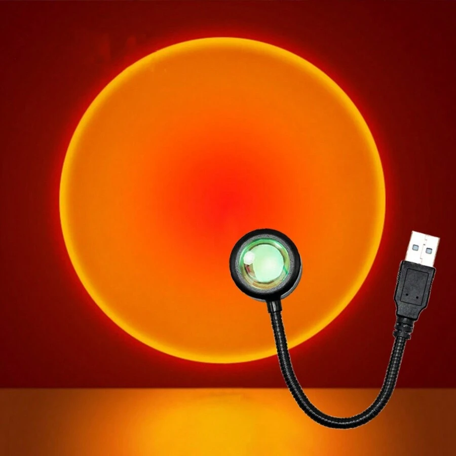 1pc Black Usb Photography Light With Sunset Red Light Effect - Style 1 - View 1