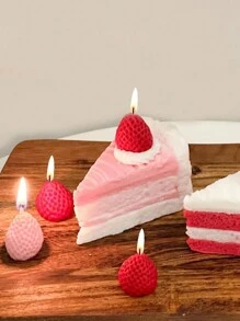 10pcs Red Strawberry Shaped Birthday & Festival Cake Candles Decoration For Party