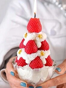 10pcs Red Strawberry Shaped Birthday & Festival Cake Candles Decoration For Party