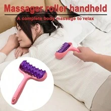 1pc Handheld Roller Massager Plastic Body Massager For Neck, Arms, Legs And Acupressure Points - Pink - View 1