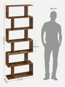 VASAGLE Bibliothèque, Étagère à 6 niveau, Meuble de rangement, Cloison Séparateur, pour Salon, Chambre, Bureau, Style Moderne, Marron Rustique - Tabac - Voir 7