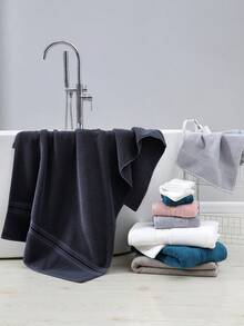 1pc Thickened & Absorbent Shiny Satin Towel For Home Use, Face/Hand/Towel/Bath Towel - Blue - View 6