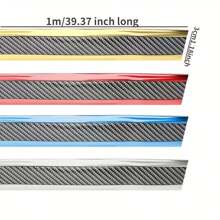 1pc Stickers Anti Scratch Door Sill Protector Rubber Strip Carbon Fiber Car Threshold Protection Bumper Film Sticker Car Styling - Blue - View 8