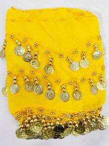 1入腰鏈肚皮舞鐵鍊,適用於泳池派對、夜店和海灘表演,並附有可調節的鏈條 - 黃色 - 查看 3