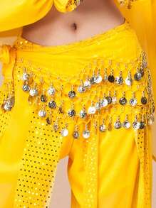 1入腰鏈肚皮舞鐵鍊,適用於泳池派對、夜店和海灘表演,並附有可調節的鏈條 - 黃色 - 查看 1