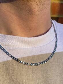 1入時尚男士個性不鏽鋼銀色項鍊,嘻哈男士珠寶飾品 - 銀色 - 查看 2