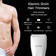 男士专业腹股沟和身体毛发修剪器，电动球形剃须刀可更换陶瓷刀片修剪器，阴毛修剪器男士剃须刀全防水女士比基尼修剪器，送给爱人的最佳礼物，男士美容套装 SMT006WH - 白色 - 查看 5