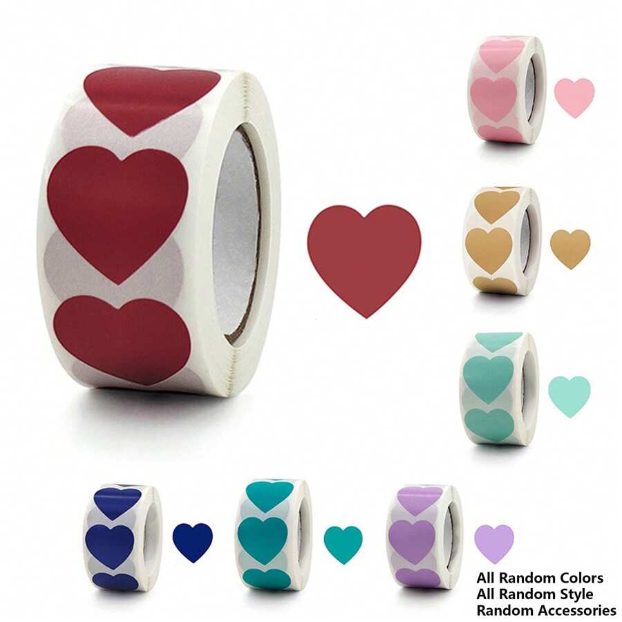 500 Folhas/rolo Etiqueta Adesiva De Coração Em Forma De Amor Etiqueta De Coração De Amor Para Envelope Decorações De Dia Dos Namorados Adesivo De Decoração De Presente(todos Os Acessórios Estão Em Cores E Estilos Aleatórios)